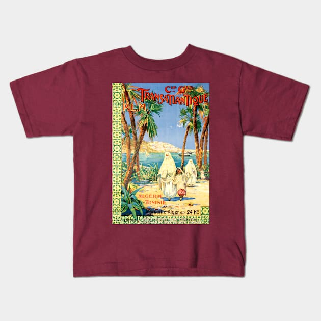 Vintage Travel Poster - Algiers Kids T-Shirt by Starbase79